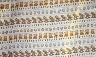 Blue Baby Toy Stripe 45 Wide FLANNEL Fabric by yard  