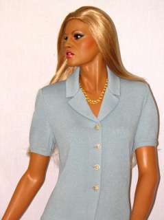 ST JOHN COLLECTION Blue Knit Jacket Skirt Suit; US Sz 4  