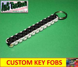 Paracord Key Chain Fob Lanyard Custom Colors, ungutted, square weave 