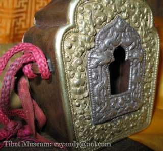   Amazing Old Antique Tibetan Buddhist Pure Silver Copper Gau Shrine Box