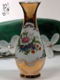 EDLE TISCHVASE Blumenvase Vase in Gold  Karlsbader Porzellan 