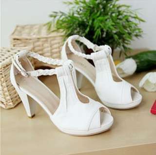 Women Ankle Strap Plait Peep Toe Heel Sandals Shoes #58  
