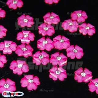 20x Hot Pink Acrylic Flower Rhinestones For 3D Nail Art Tips 