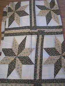 Brown & Yellow Star Cheater Cotton Double Quilt Top  