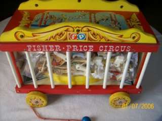 FISHER PRICE CIRCUS WAGON 1962 #900 SET WITH 25/30 PIECES SATISFACTION 
