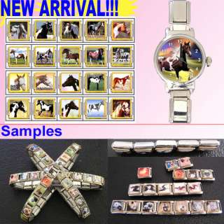 Paint Horse 9mm Italian Charm Bracelet Watch Set KK439  