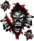 SKULL DECAL GRAPHIC for MOTORCYCLE WINDSCREENS ZOMBIE RIPPING TEAR 