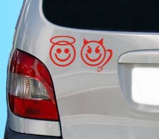 A045  Engel + Teufel Auto Aufkleber Smiley Sticker  