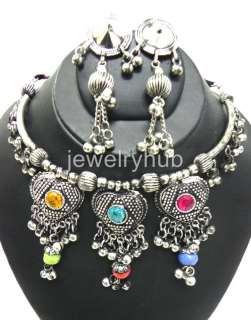NW Kuchi Tribal Heart Necklace Small Set Jewelry Choker BellyDance 