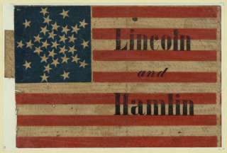 3472 Vintage Poster.US Flag, Lincoln and Hamlin. Decor  