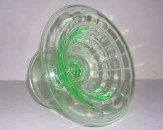 Green VASELINE Pressed Glass Compote Pedestal Bowl Dish  