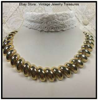 Vintage 1980s Gold Tone Choker Necklace  