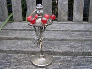 ANTIQUE SILVER PLATED TOOTHPICK CHERRY SKEWERS & STAND  