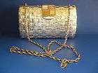 RODO ITALY Metallic Silver Woven Small Hinged Shoulder bag Clutch 