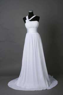 White Chiffon Empire Wedding Dress Prom Party dress Stock Size 6 8 10 