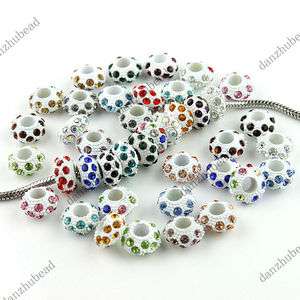   MIX COLOR CRYSTAL RESIN EUROPEAN CHARM BEADS FINDINGS WHOLESALE LOTS