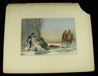 Vintage Jester Clown Opera? Duel Hand Colored Print  