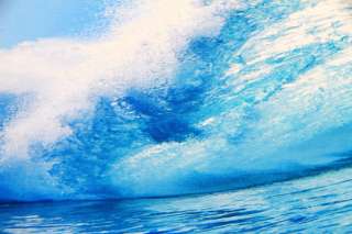   BLUE WAVE 50x140 Kunstdruck Welle Surfen Wellen Ozean Meer blau  