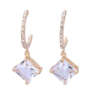 Elegant Solitaire Princess Cut 19ct CZ Drop Earrings  