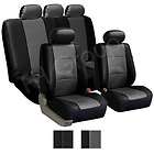 PU Leather Seat Covers W. 5 Headrests & Solid Bench Gray & Black