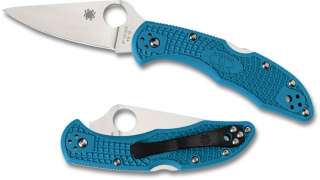 SPYDERCO DELICA 4 KNIFE FLAT GROUND VG 10 BLUE FRN 2.88 SATIN PLAIN 