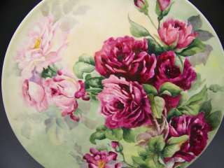 LIMOGES HAND PAINTED ROSES CHARGER 14  