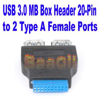 USB 3.0 20 Pin Motherboard Header to 2 x USB 3.0 Type A Female Ports 
