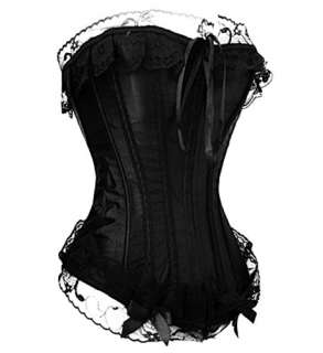 Black lace trim burlesque overbust corset basque A300  