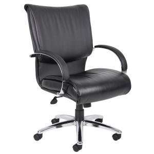   Boss Mid Back Leather Plus Executive Chair with Chrome Base Office