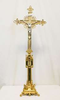 GOLD PLATED ALTAR CROSS w ANGELS Catholic Christian  