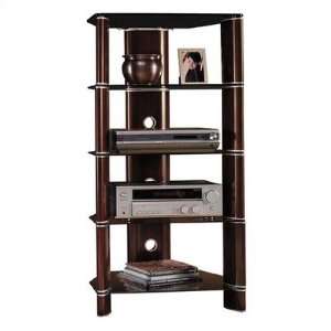  Bush Furniture Audio Rack with 4 Glass Fixed Shelves and 