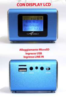 Lettore  Mini Speaker Ingresso USB MicroSD Radio FM  