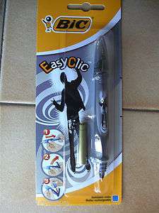   1 stylo roller rechargeable easyclic bic bleu neuf 
