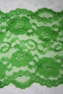 Emerald Green sheer GALLOON STRETCH LACE 6.75 wide BTY  
