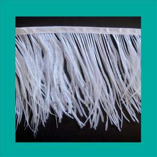 white OSTRICH feather Fringe couture costume trim 10yds  