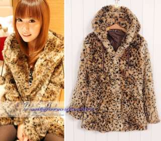 women faux fur leopard coats outwear hoodies uk size 10 12  
