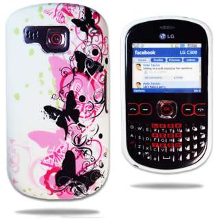 FOR LG C300 TOWN B PINK FLORA BUTTERFLY GEL CASE COVER  