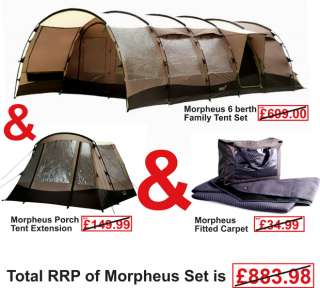 Gelert Morpheus 6 MAN Family Tent INCLUDES Porch Extension & Fitted 