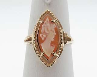 Estate Cameo Lady Carving 10k Yellow Gold Ring Size 5.5 FREE Sizing 
