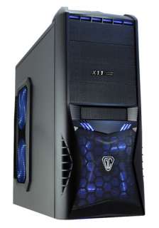 Vantage Midi ATX PC Gaming Tower Computer Case + Blue Led Fans & Card 