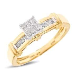 Carat T.W. Round, Princess Cut Diamond Womens Engagement Ring 10K 