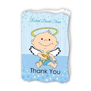  Angel Baby Boy   Personalized Baptism Thank You Cards With 