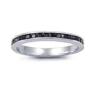 com Rhodium Plated Sterling Silver Wedding & Engagement Ring Black CZ 