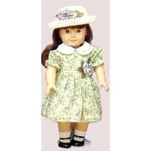  Green Floral Dress with Straw Hat for 18 Inch Dolls Toys & Games