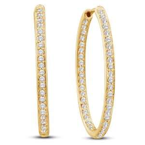  Double Two Sided Front and Back Round Diamond Hoop Earrings   (1/2