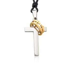  Ziovani Cross with Gold Tone Cross Ring Stainless Steel 