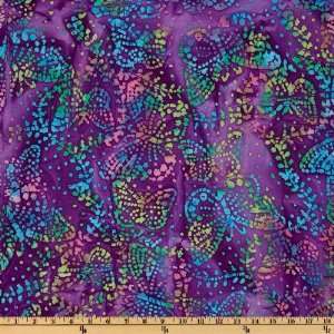 44 Wide Indian Batik Butterflies Purple/Multi Fabric By 