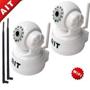  AIT 2 Pack White Wireless Pan & Tilt IP surveillance Cameras 