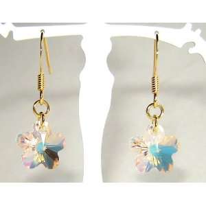   Gold Plated Swarovski Crystal Flower Earrings Arts, Crafts & Sewing
