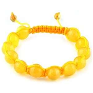 Faceted Yellow Agate Bead Knotted Bracelet in Yellow String   Bead 